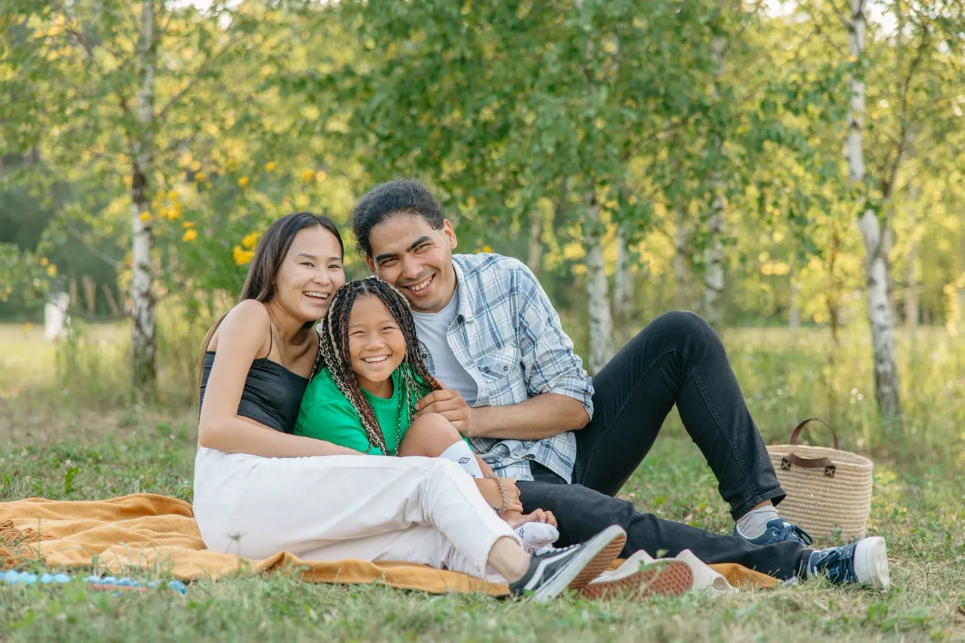 A family having a picnic together